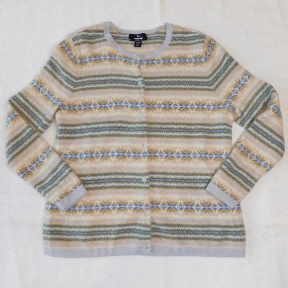 Lands' End Southwestern Print Cashmere Cardigan | Muted Colors | EUC | Large P - Picture 2 of 11